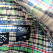 Chemise CHAPS verte à carreaux manches courtes taille L #105e
