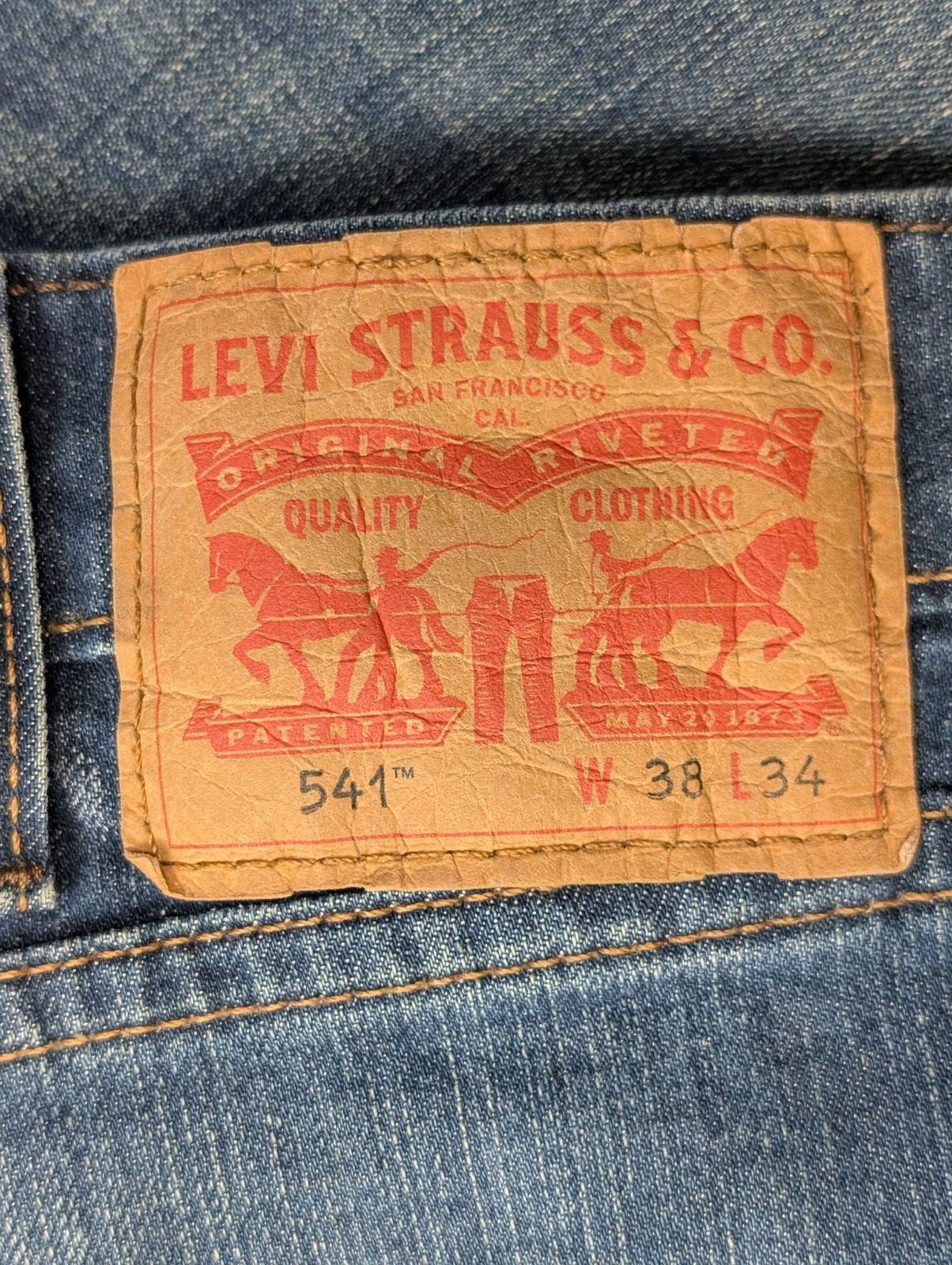 Jean Levi's 541 Homme Vintage Bleu Foncé W38 L34 Denim Stretch Pantalon Chic