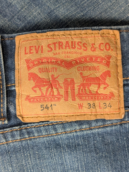 Jean Levi's 541 Homme Vintage Bleu Foncé W38 L34 Denim Stretch Pantalon Chic
