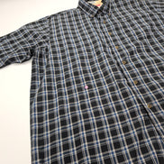 Chemise Wrangler Manche Courte Noire Bleue Blanche Carreaux Taille XL Une Poche
