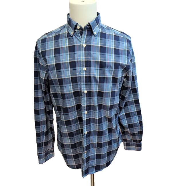 Chemise Nautica M Bleu Foncé Bleu Clair Carreaux Coton Stretch