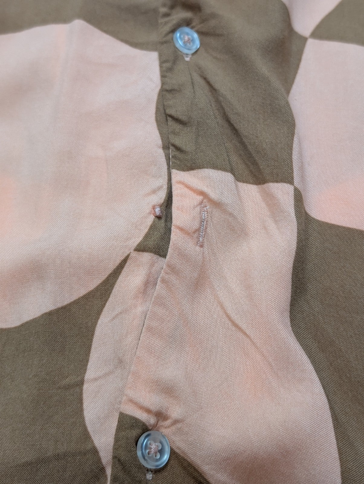 Chemise Hawaïenne NO BOUNDARIES Rose & Marron Carreaux Ondulés - Taille S