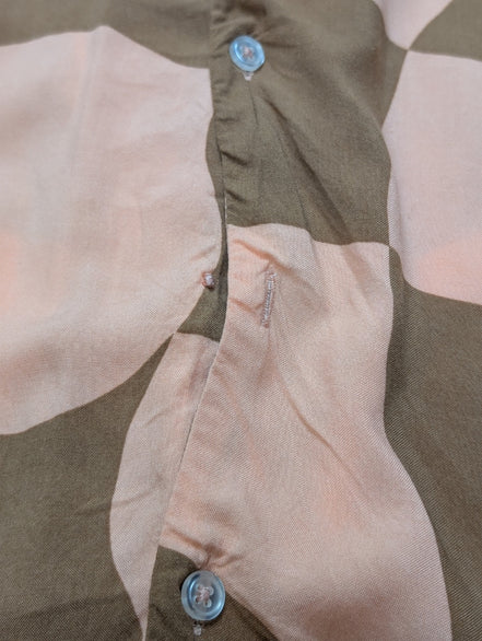 Chemise Hawaïenne NO BOUNDARIES Rose & Marron Carreaux Ondulés - Taille S