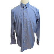 Chemise Lands' End Supima coton bleu uni M L Traditional Fit manches longues