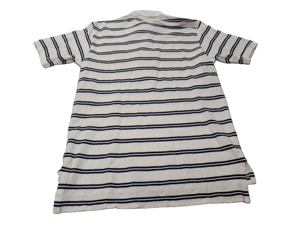 Polo manches courtes Polo Ralph Lauren blanc rayures bleu écusson golf taille L