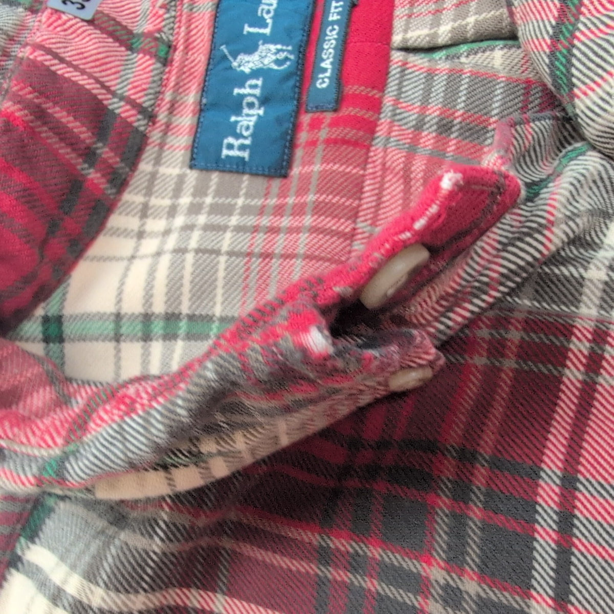 Chemise Ralph Lauren Flanelle Classic Fit L carreaux rouge vert manches longues