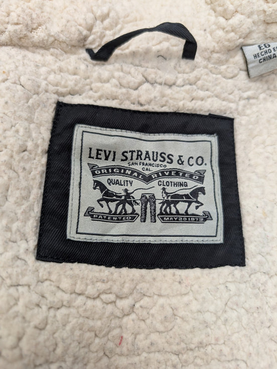 Veste Longue femme LEVI'S Noire Doublée Sherpa Fourrure - Taille XL