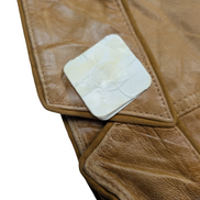 Veste cuir marron clair Sei avec franges femme taille XL #29c