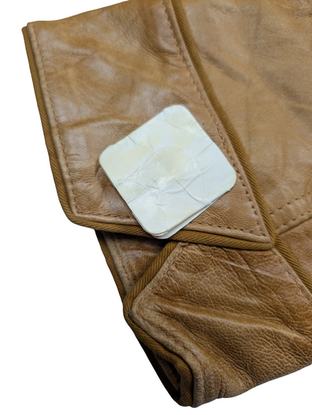 Veste cuir marron clair Sei avec franges femme taille XL #29c