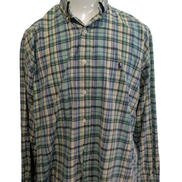 Chemise Polo Ralph Lauren Shirt Blake L XL Plaid Vert Bleu Beige Button Down