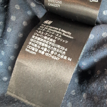 Chemise H&M Slim Fit L Bleu Marine Pois Blanc Homme Manches Longues