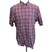 Chemise Ralph Lauren XL Rose Bleu Carreaux Logo Bleu Pastel Manches Courtes