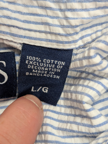 Chemise Chaps manches courtes bleu à rayures taille L #237msch