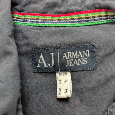 Chemise Armani Jeans bleu marine vintage à deux poches boutons métal taille M