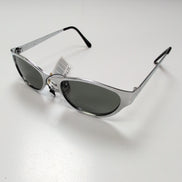 Lunettes de soleil Y2K Ovales Métal Chromé Branches Larges Verres Vert Foncé