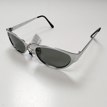 Lunettes de soleil Y2K Ovales Métal Chromé Branches Larges Verres Vert Foncé