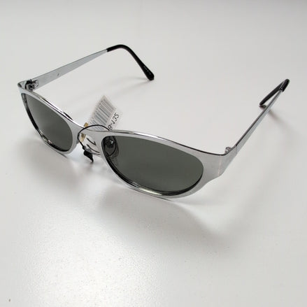 Lunettes de soleil Y2K Ovales Métal Chromé Branches Larges Verres Vert Foncé
