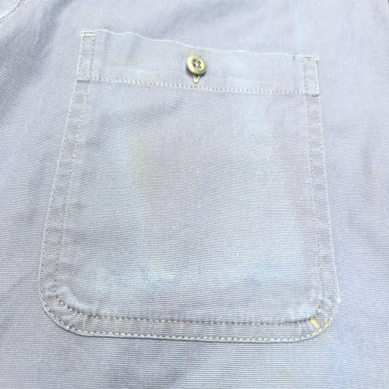 Chemise Carhartt 2XL Tall Relaxed Fit Bleu Marine 2 Poches Zip manches courtes