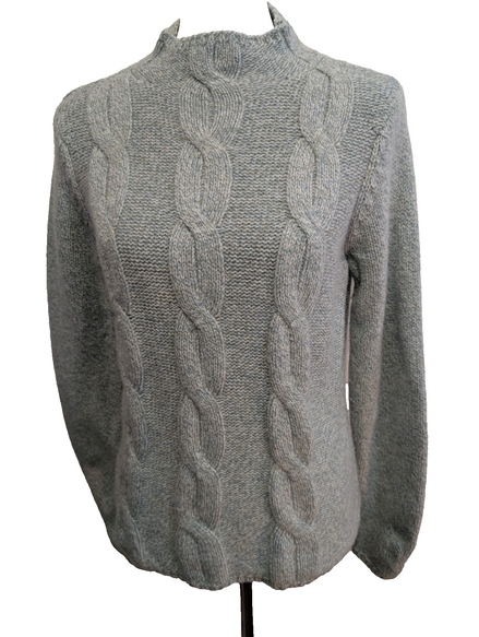 Pull L.L. BEAN Torsadé Laine & Angora Vert Pâle Vintage Femme Taille M