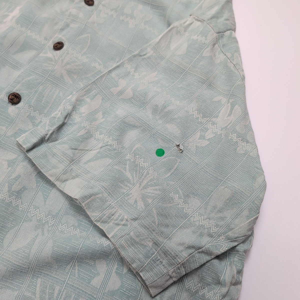 Chemise Hawaïenne Jamaica Jaxx L 100% Soie Vert Pâle Floral manches courtes
