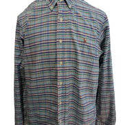 Chemise Polo Ralph Lauren Shirt L Bleu Carreaux Oxford Button Down Coton