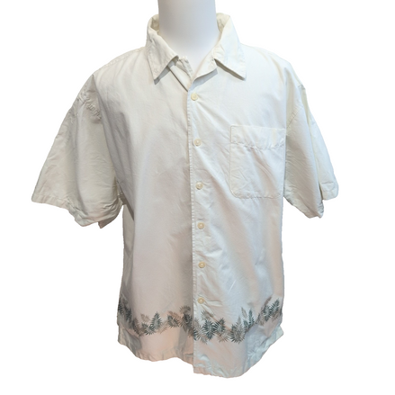 Chemise Hawaïenne Route 66 L 2XL 100% Coton Blanc Feuillage Dominicaine