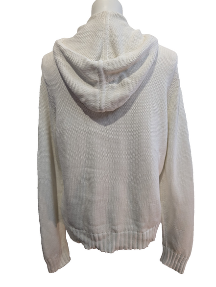 Gilet Zippé Lauren Ralph Lauren Femme Blanc 100% Coton à Capuche Taille L