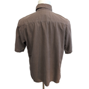 Chemise COLUMBIA Lin / Coton Homme L Marron Unie Manche Courte Poche