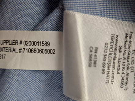 Chemise Ralph Lauren bleue manches courtes logo bleu avec poche taille M oxford 