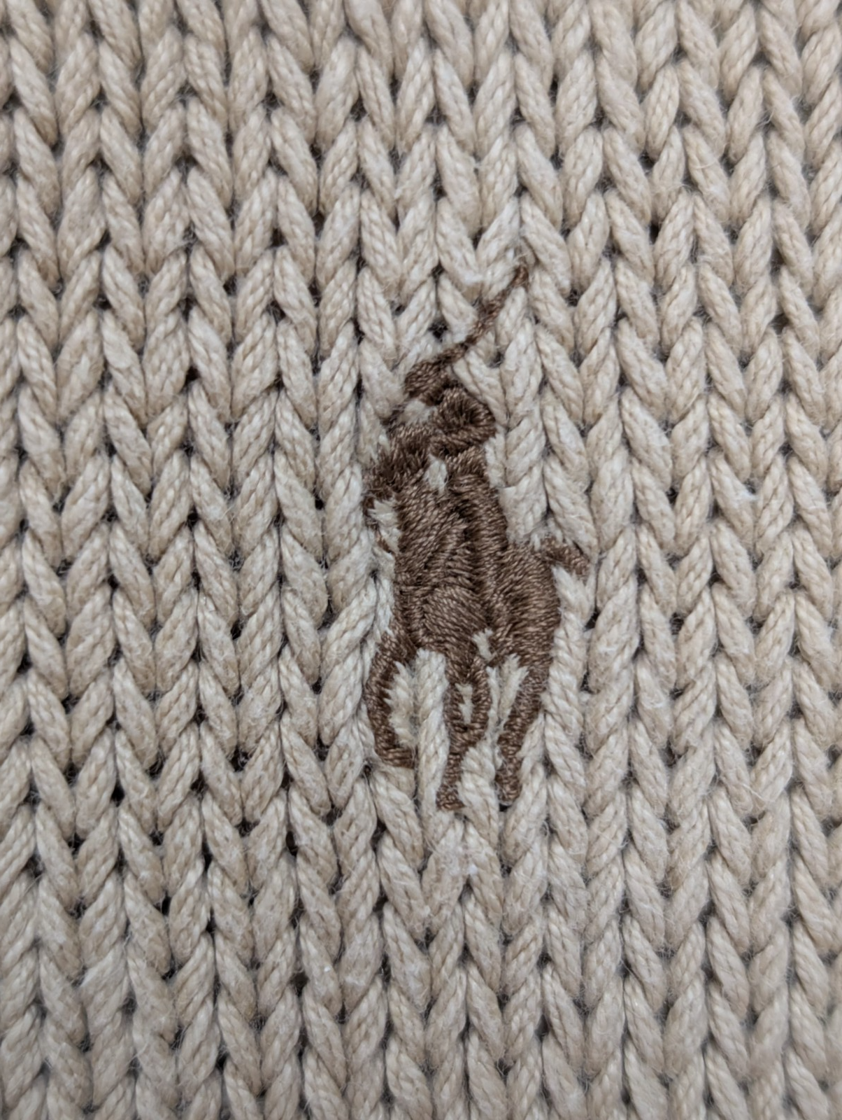 Pull POLO Ralph Lauren Rare - Col rond - 56% Lin / 44% Coton - Beige - Taille L