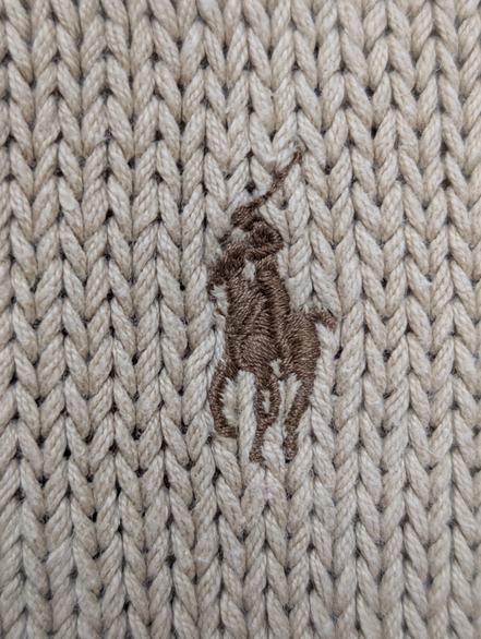 Pull POLO Ralph Lauren Rare - Col rond - 56% Lin / 44% Coton - Beige - Taille L
