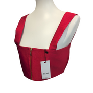 Haut Toi & Moi Femme M Rouge Satiné Crop Top Bretelles Zip Doré Neuf