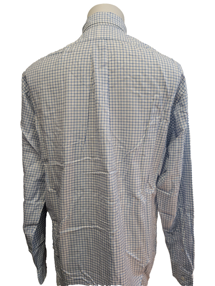 Ralph Lauren Chemise Homme L Blanche Quadrillée Double Retors Sans Logo