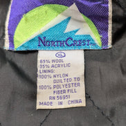 North Crest Chemise Veste Matelassée Laine Carreaux Bordeaux Vert XL RARE |270S