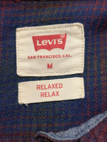 🔥Chemise LEVI'S Relaxed Flanelle Très Épaisse Bordeaux Bleu & Vert Taille M