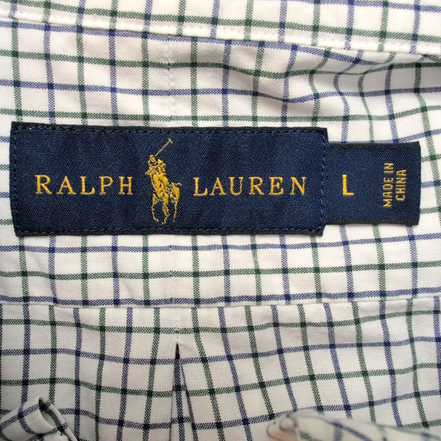 Chemise Ralph Lauren L Carreaux Bleu Vert Logo Bleu Marine Coton