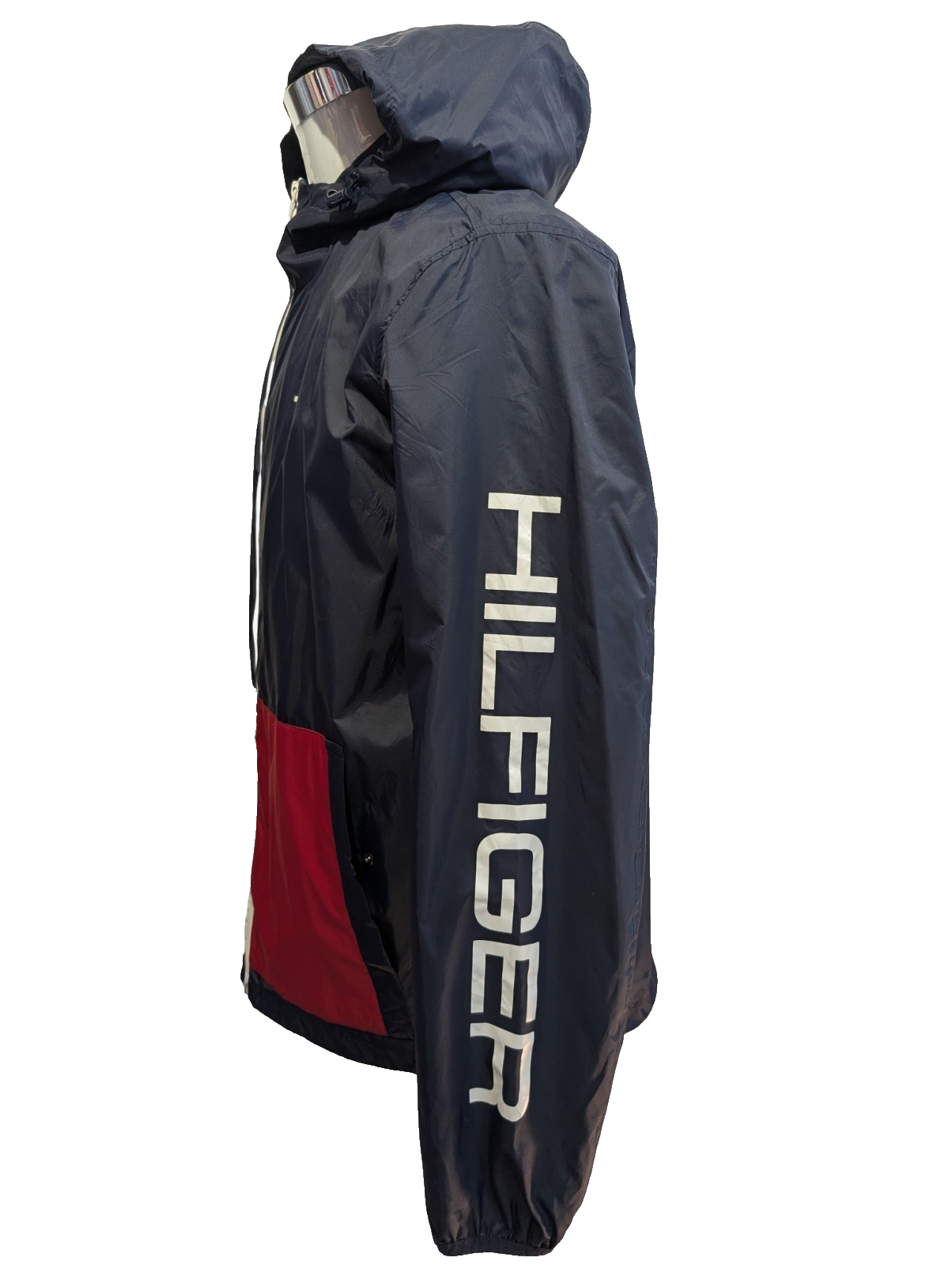 Tommy Hilfiger Veste Coupe-Vent M Bleu Marine Rouge Blanc Capuche |317BSR