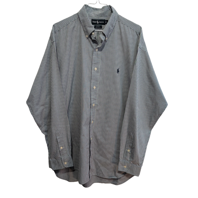 Chemise Ralph Lauren vert violet à petits carreaux taille L #2815