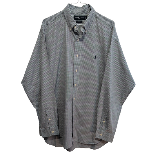 Chemise Ralph Lauren vert violet à petits carreaux taille L #2815