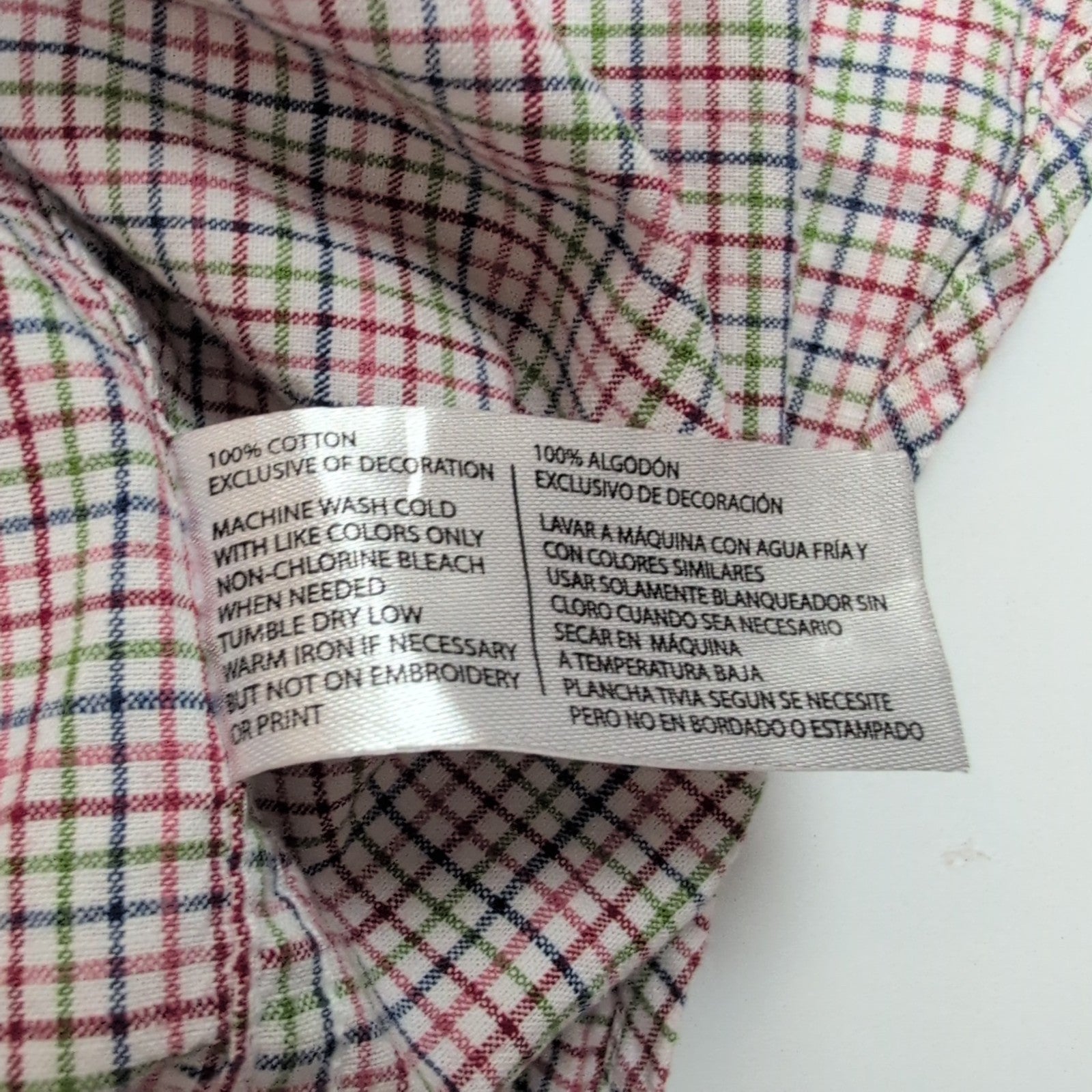 Chemise U.S. Polo Assn L Micro Carreaux Rouge Bleu Vert Coton Logo Poche