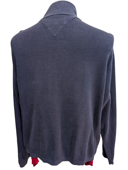Pull Tommy Hilfiger vintage rare bleu marine col zippé poches homme taille L