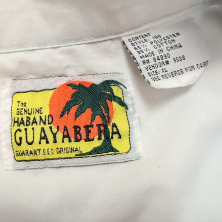 Chemise Guayabera Cuba Panama XL Blanche Brodée Vintage Zip manches courtes