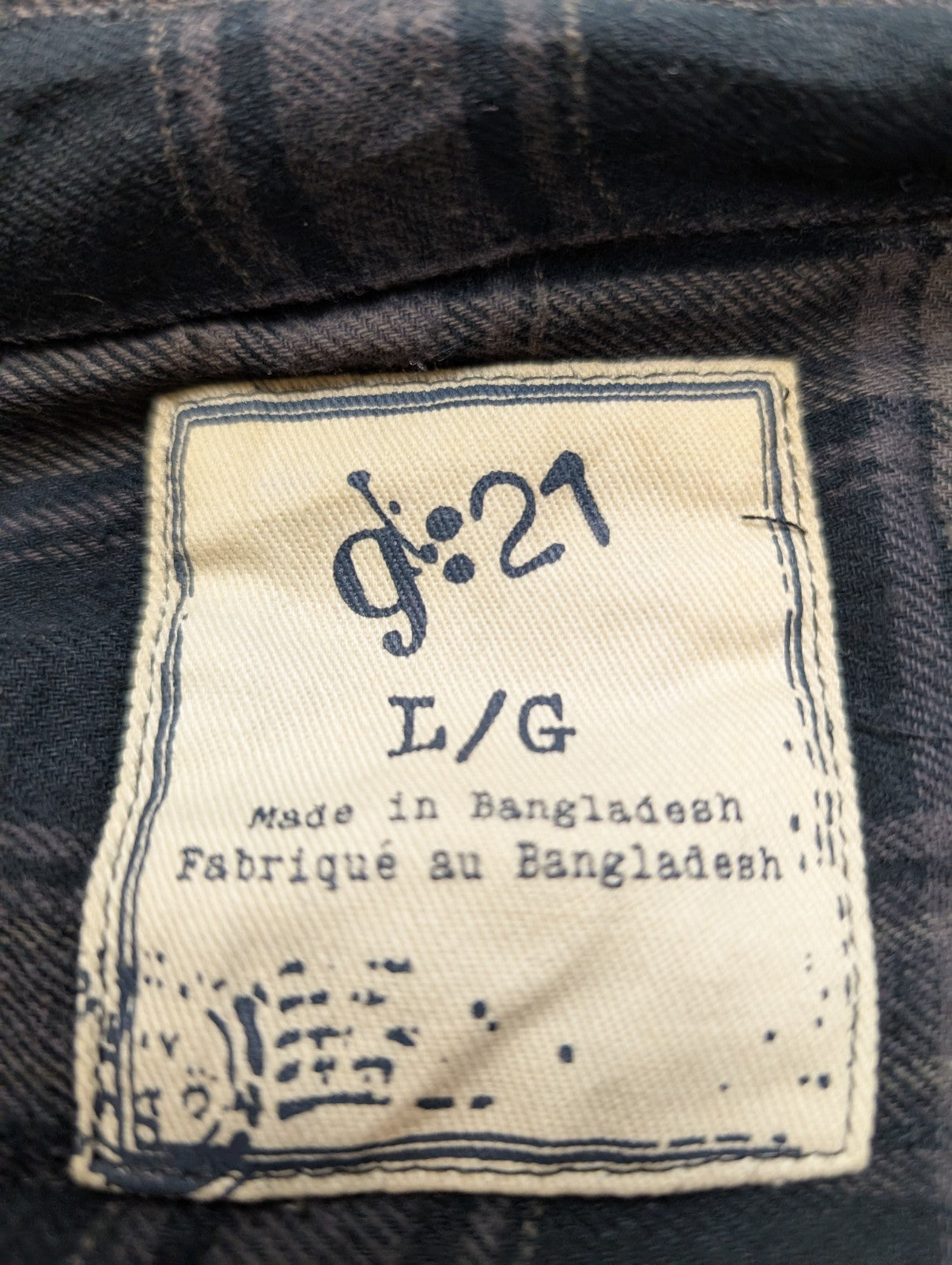 G:21 Surchemise Matelassée Flanelle Homme T.L Veste Carreau Workwear |241S