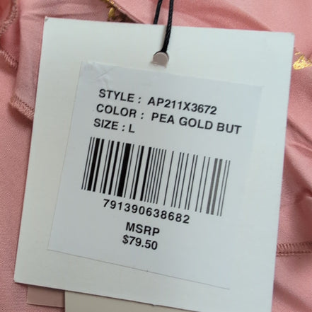 Haut Femme Alex & Parker Taille L Rose Saumon Papillons Dorés Cache-Cœur Neuf