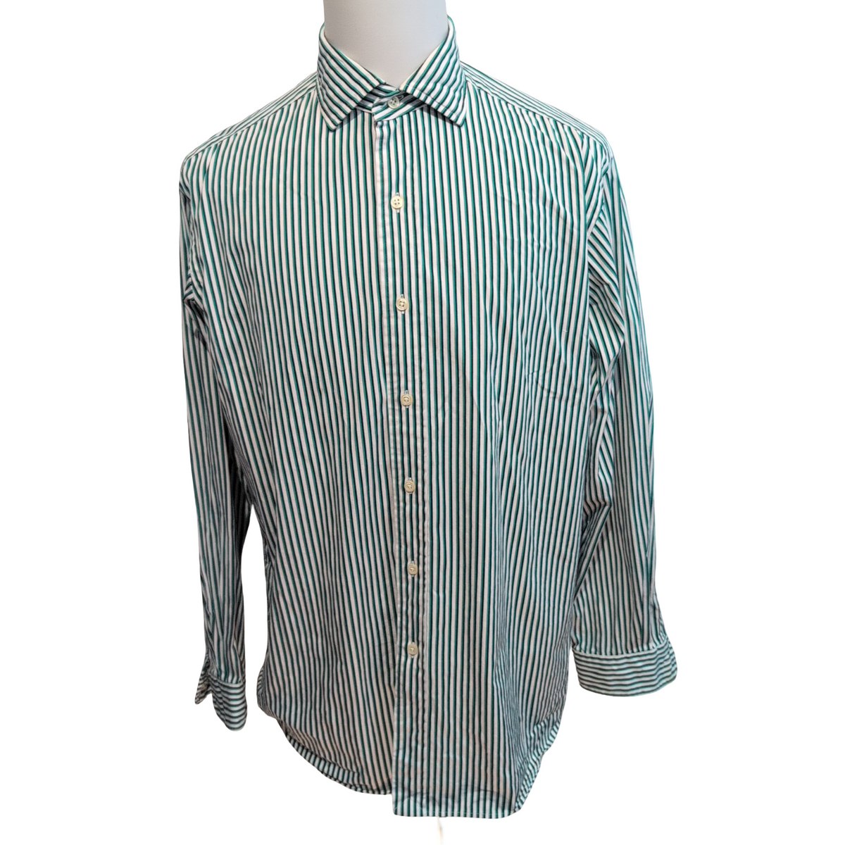 Chemise Polo Ralph Lauren L Rayures Vert Noir Made in Hong Kong manches longues