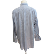 Chemise Lands' End XXL 3XL Supima Oxford Rayures Bleues Poche manches longues