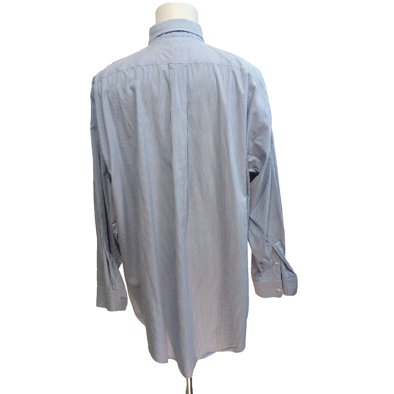 Chemise Lands' End XXL 3XL Supima Oxford Rayures Bleues Poche manches longues