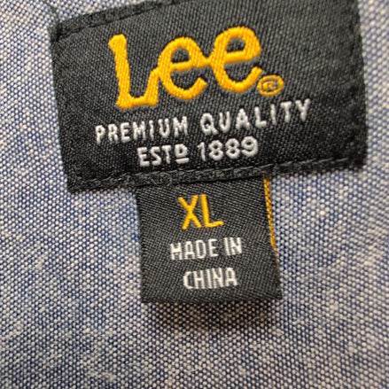 Chemise Lee Manches Courtes Bleue et Noire à Carreaux à Poche Taille XL