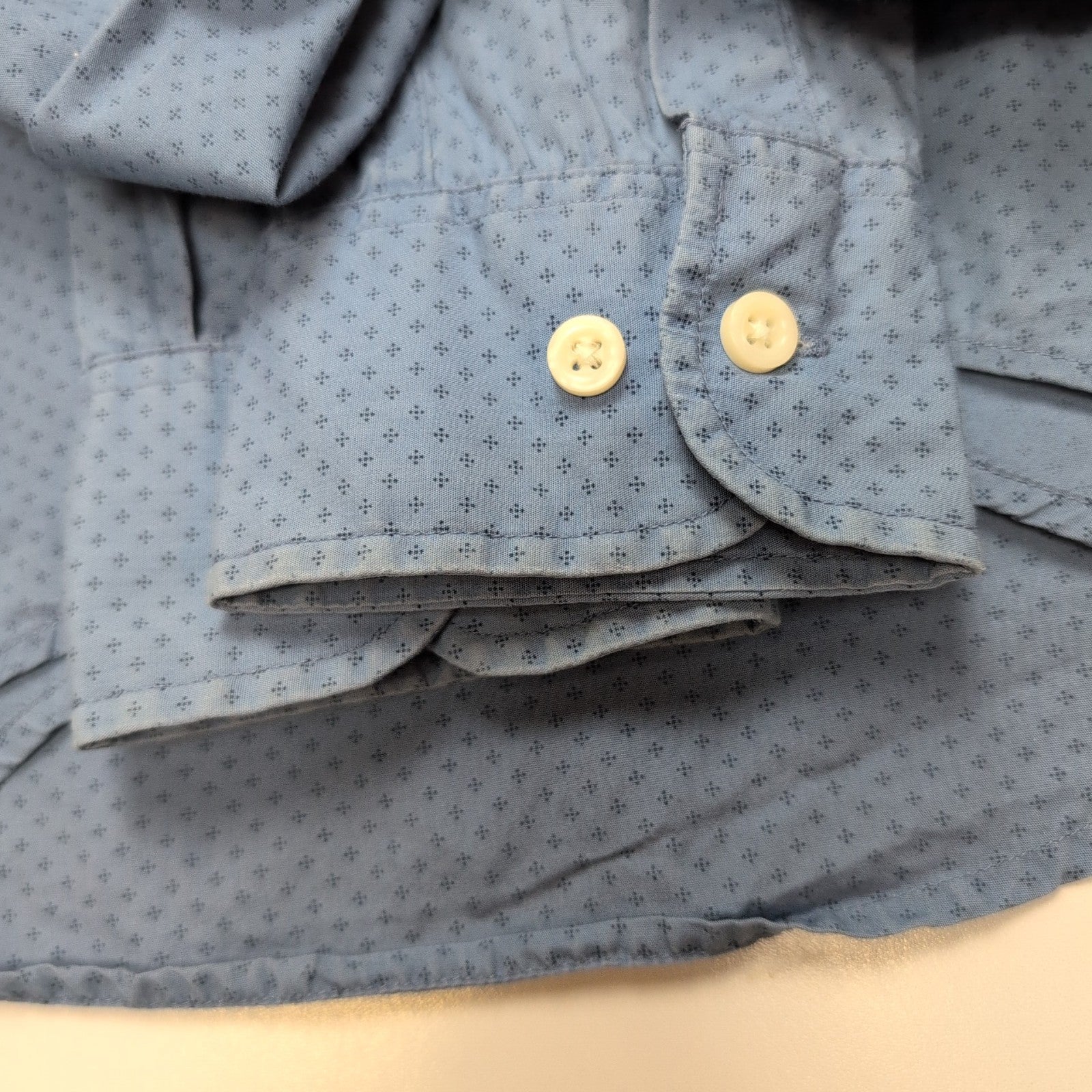 Chemise Tommy Hilfiger Homme Taille M New York Fit Bleue Micro Motif Coton