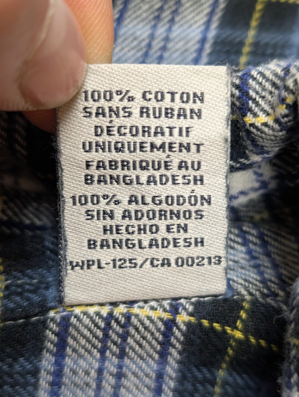 🐻 CHEMISE FLANELLE CHAPS L (G) CARREAUX BLEU JAUNE LOGO BRODÉ